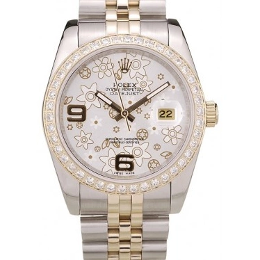 Rolex copies cheap Stainless Flowers Dial Rolex Steel Diamonds Case Silver Plated Brushed DateJust 0820